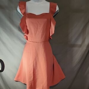 Chic Sleeveless Ruffle Dress in Terracotta